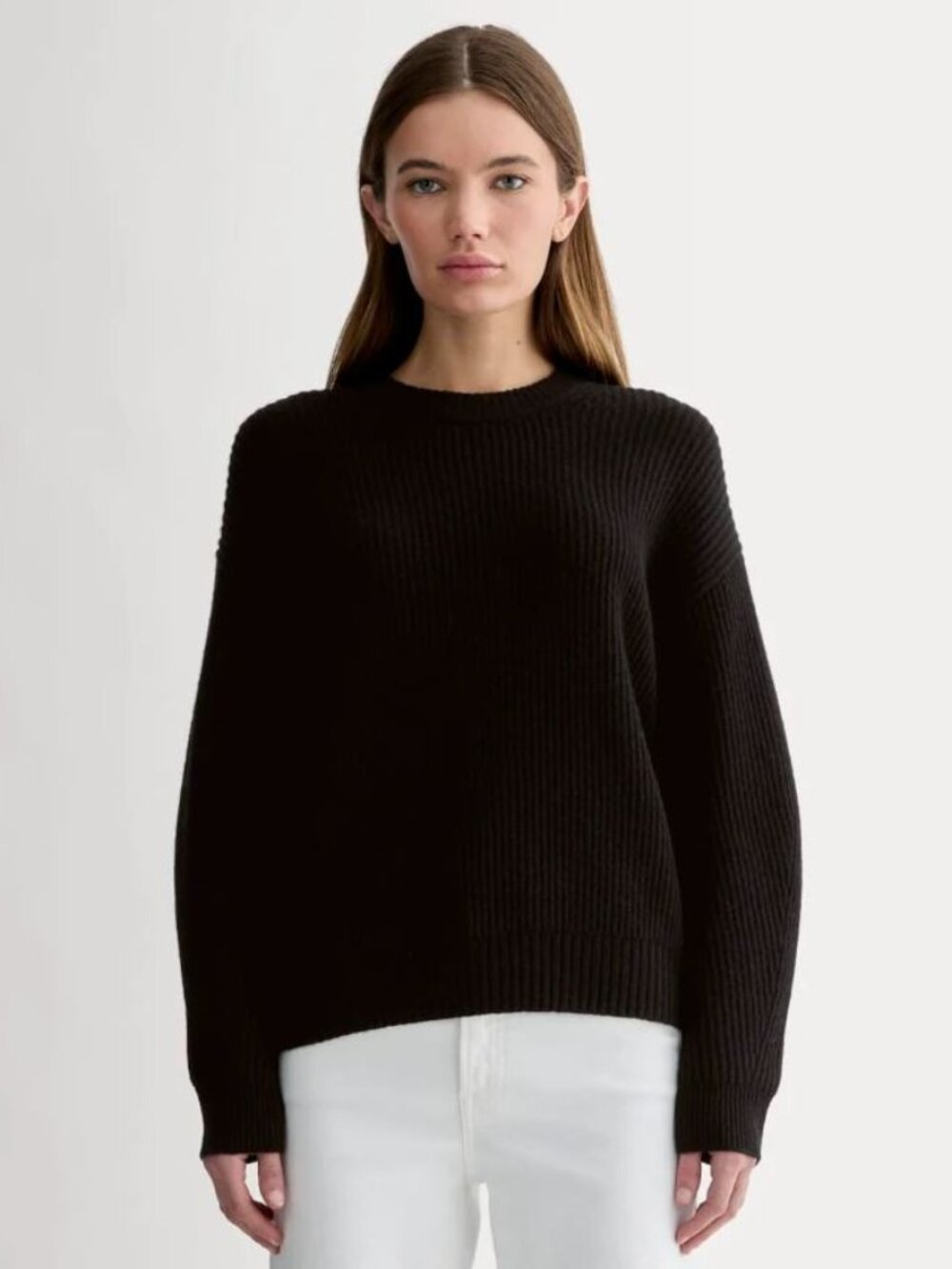 Everlane Pure Wool Chunky Oversized Black Ribbed Sweater, Size L
